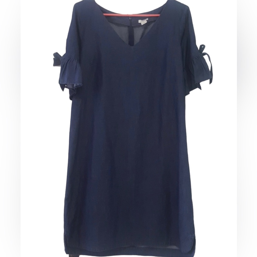 J. Crew Jean dress.  Size medium.  Cute ties on sleeves.